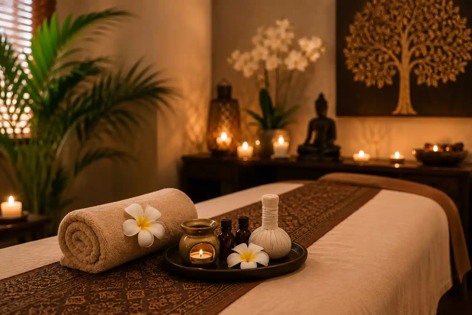 Calm massage treatment room